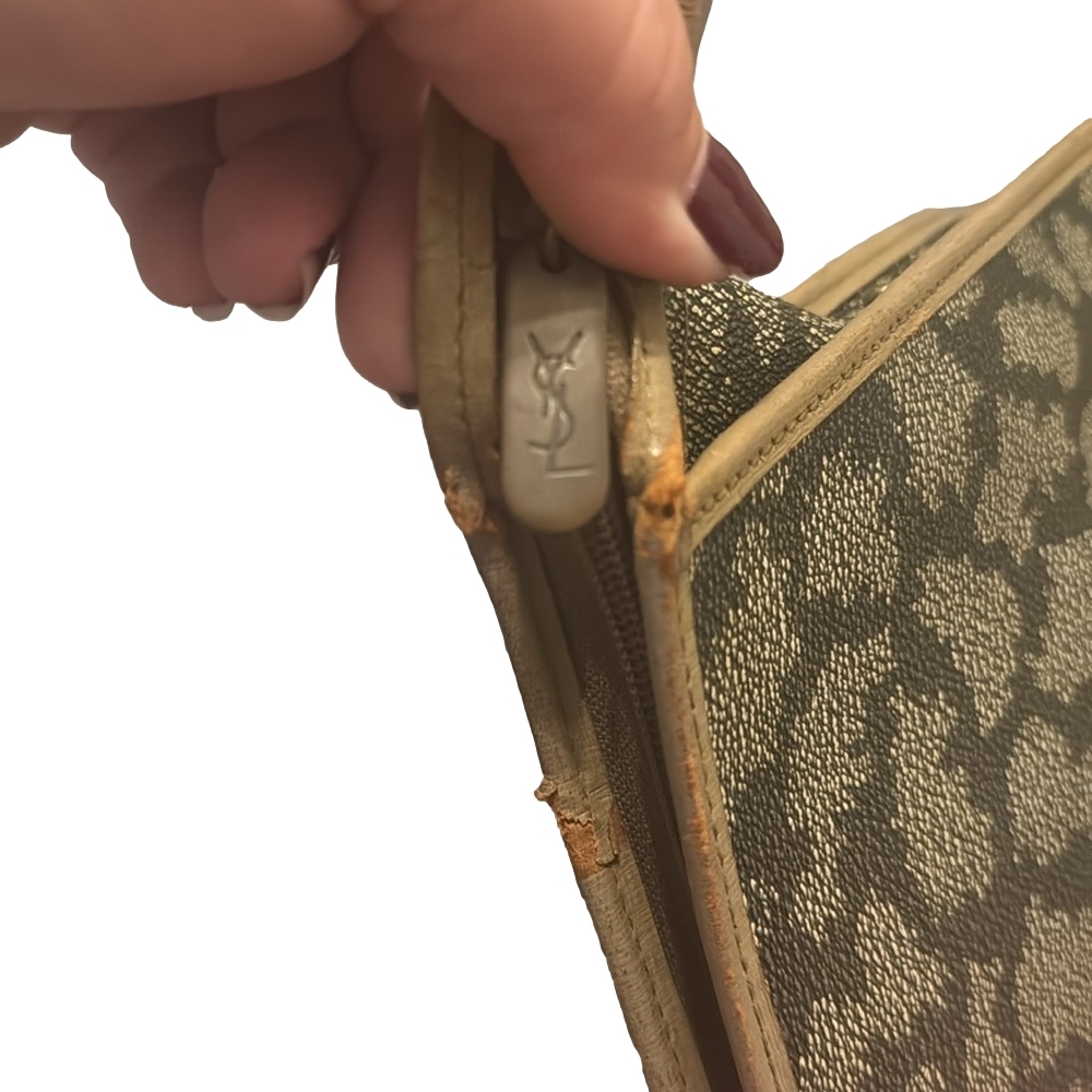 Vintage YSL Yves Saint Laurent Giraffe Print Leather Clutch Pouch - Picture 6 of 7
